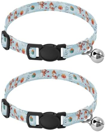 Snowmen Hats Scarves Adjustable Pet Collar, 2 Pack Cat Bell Collar