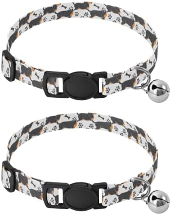 Cute Dachshund Dogs Kitten Bell Collar 2 Pack Kitten Collars Adjustable 10.6 to 17.1 Inches