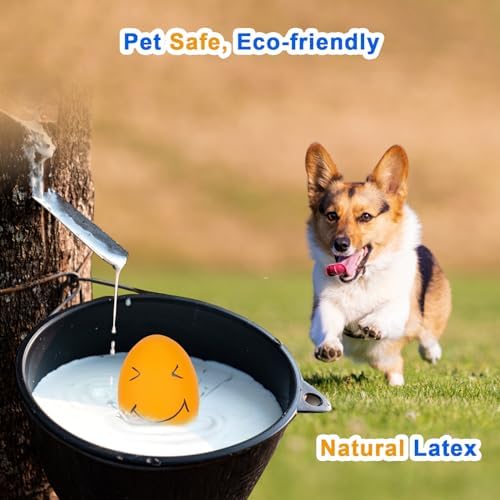 Dog Squeaky Toy, Latex Bouncy Egg Balls Squeaker for Small Dogs, Puppy Durable Rubber Squeak Balls for Teddy Interactive Fetch Play (6 PCS)…