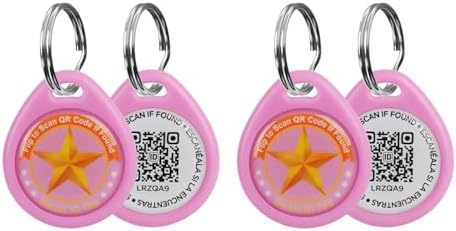 QR Code Smart Pet ID Tag for Cats Dogs - Waterproof Durable Pet Identity Tracking Accessory No Fees & Privacy Protection Personalized for Dogs and Cats (Pink*2, M)