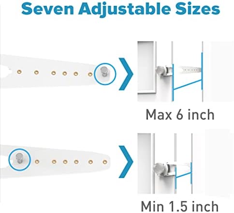 Neobay Cat Door Latch with Stabilizer, Keeps Dogs Out of Litter Box | 7 Sizes Adjustable (1.5-6 Inch), No-Drill Install, Portable, Pinch-Guard Safe, Cat Door Stopper & Holder, White, 2 Packs