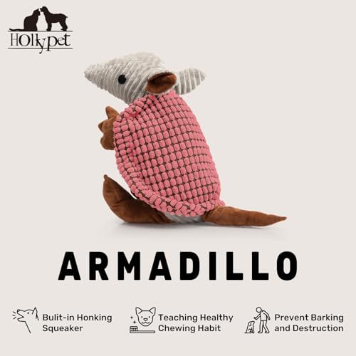 Hollypet Armadillo Squeaky Dog Toys for Medium Large Dogs, 14"