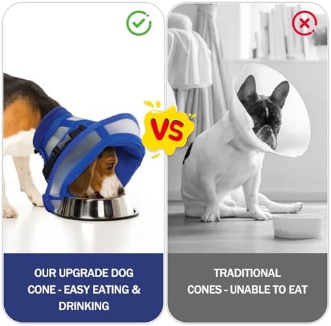 Soft Fold-Over Anti-Lick Dog Cone, Comfortable E-Collar for Large Dogs