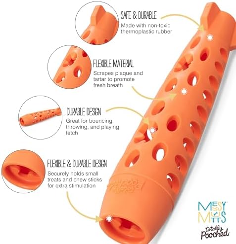 Messy Mutts Totally Pooched Stuff n Chew Rocket Stick, 10 Inch, Orange