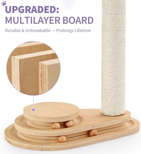 Made4Pets Kitten Toy Scratching Post for Indoor Cats with Ball Track