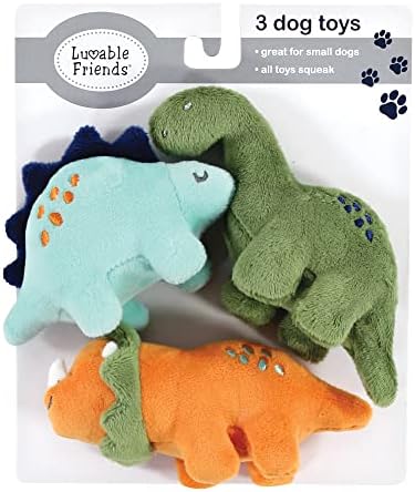 Luvable Friends Unisex Baby Squeaky Plush Dog Toy With Rope