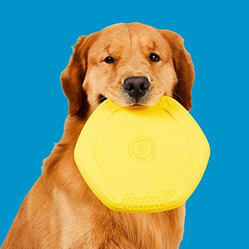 PROJECT HIVE ·PET COMPANY· Dog disc - Great for Fetch - Includes a Lick mat on Back - Floats in Water, Smooth Glide - Made in The USA (Unscented Yellow)