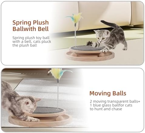 Natural Sisal Round Cat Scratcher with Ball Track Toy