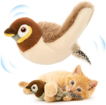 Flapping Bird Cat Toy, White Faced Sparrow