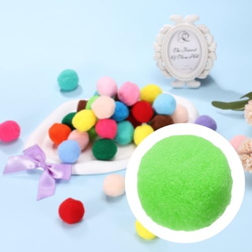 Cat Toy Pom Ball, Interactive Cat Ball Toys Fuzzy Pompoms (Plush, 1.2Inch, 30Pcs, Light Green) for Kittens Pet Enrichment Training Play Indoor
