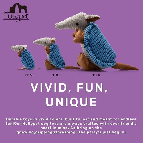 Hollypet Armadillo Squeaky Dog Toys for Medium Large Dogs, 14"