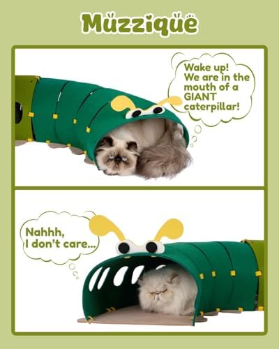 Felt Cat Tunnel, Connectable Large Cute Rabbit Tunnel Bed, with Hair Brush