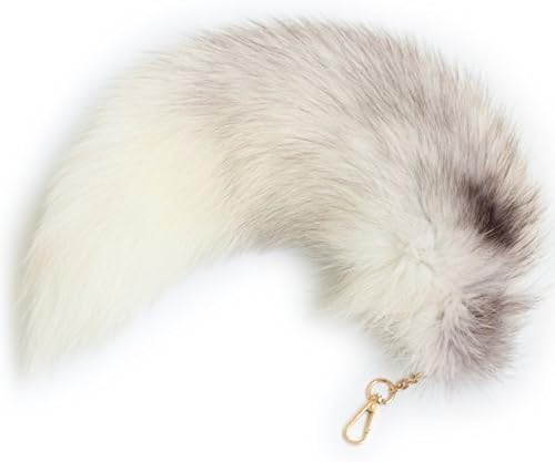 Fosrion Real Fox Tail Fur Cat Bites Toy with Three Section Retractable Carbon Fiber Rod(White, Only Tail)