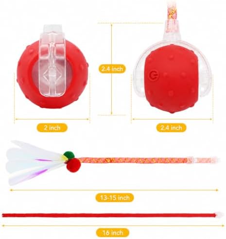 Interactive Cat Toy Ball,3 Speed Modes Moving Cat Toy Balls,Automatic Rolling Rechargeable Cat Toy for Indoor Cats Bored Adult & Kittens-Red