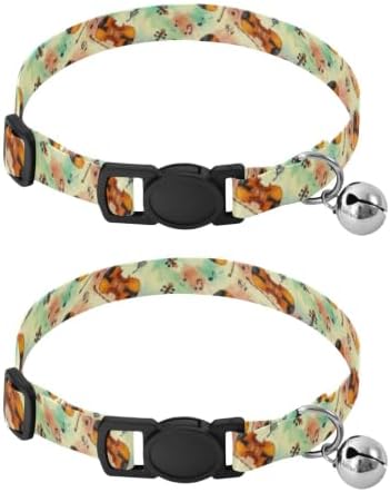 Violins Cat Collars with Bell 2 Pack Puppy Collar Adjustable Length 10.6" to 17.1"