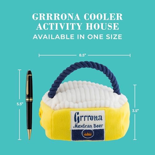 Haute Diggity Dog Grrrona Cooler Puzzle with 3 Plush Squeaky Dog Toys Set