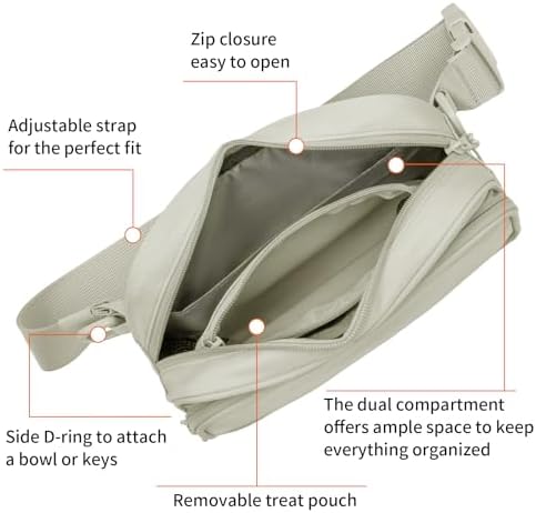 Runlight Dog Training Treat Pouch Fanny Pack,Dog Waist Belt,Dogs Walking Bag Crossbody with Poop Bags,Puppy Treat Bag Training Pouch (Khaki)