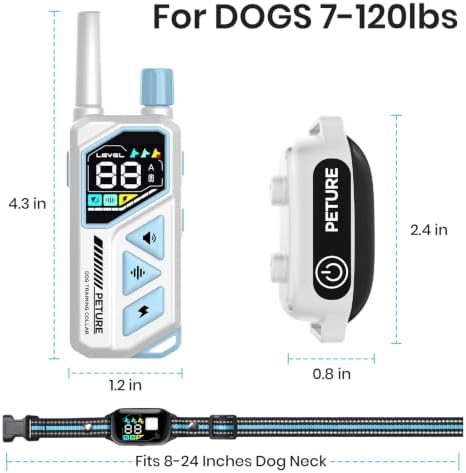 2 in 1 Shock Collar for Dogs 7-120lbs, Automatic Bark Collar with Remote Control, 3300ft IPX7 Waterproof E Collar for Large Medium Small Dogs with Beep (1-9), Vibration(1-16), Safe Shock(1-99)