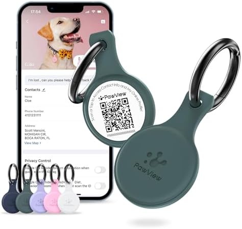 QR Code Pet ID Tag, Silent Silicone Dog ID Tag, Scan QR for Instant Location Alerts, Emergency Contacts, Modifiable Pet Online Profile and Privacy Control, 1Pack (Green)