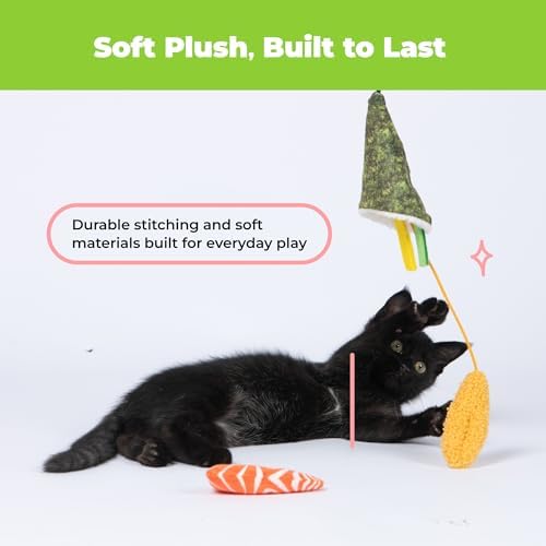 Best Pet Supplies Catify Interactive Cat Toy with Catnip - Sushi Rolls Set