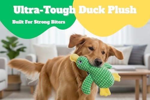Durable Duck Stuffed Animal - Plush Dog Toys for Aggressive Chewers - Tough Squeaky Puppy Teething Relief - Small Medium and Large Breeds Interactive Play to Keep Pets Busy