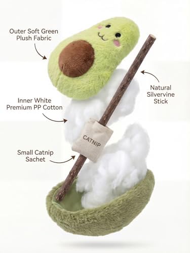 Cat Plush Toy [6000mg A+ Natural Catnip & Silvervine] with Teething Stick