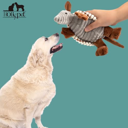 Hollypet Armadillo Squeaky Puppy Dog Toys for Small Medium Dogs, 8"