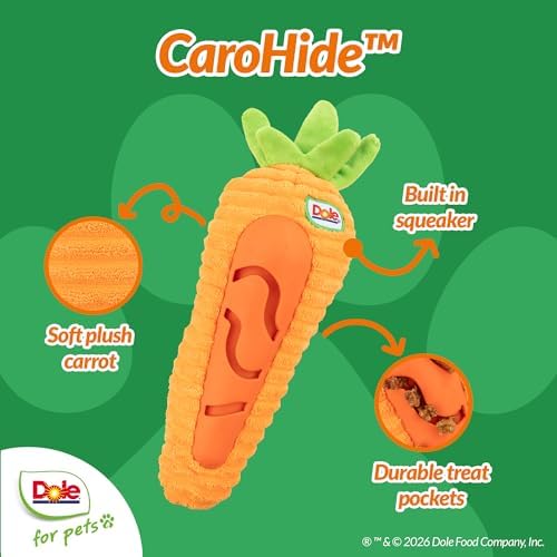 Dog Puzzle Toy with Squeaker, Carrot Snuffle Dog Treat Toy for Small and Medium Dogs, Dog Enrichment Toys