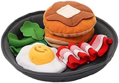 Pawfectpals Interactive, Squeaky, Funny, Unique, Assortment Dog Plushy Toy for Dogs (Breakfast Platter)