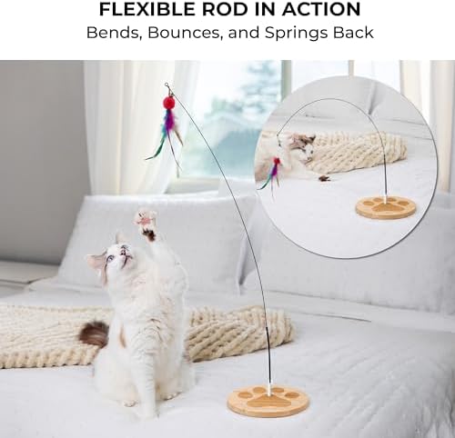 Cat Toys for Indoor Cats, Interactive Cat Toy Wand, Kitten Stuff, 18 Lures