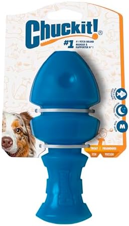 Chuckit! Bones Glow Treat Fish Puzzle Dog Toy, Large, Blue Glow‑in‑the‑Dark, Salmon‑Scented Fish‑Bone Shaped Chew & Treat Puzzle Toy for Dogs 60–100 lb – Fetch Toy with Interior Stuffing – Pack of 1