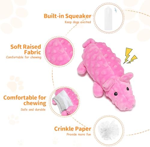 Plush Squeaky Dog Toys, Soft Stuffed Animals Dog Toy with Squeaker, Interactive Crinkle Dog Toys, Puppy Teething Chew Toy for Small, Medium & Large Breeds