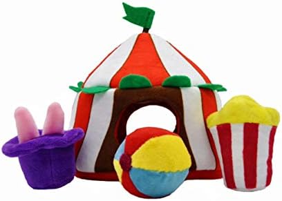 HugSmart Pet – Happy Circus |Squeaky Hide and Seek Plush Dog Toys | Cute Interactive Plush Puzzle Toys for Small/Medium Dogs (Happy Circus)
