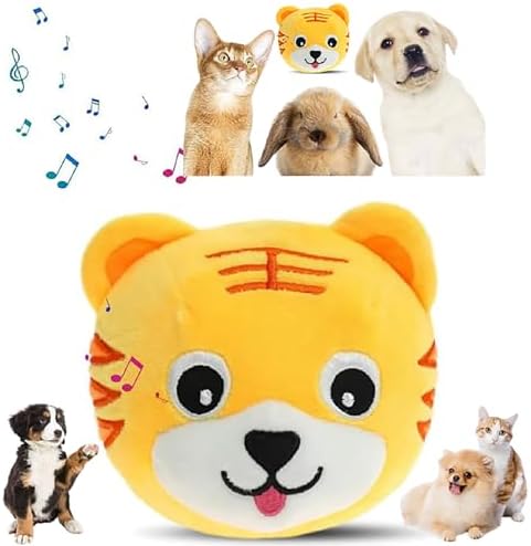 Active Moving Pet Plush Toy, 2026 Interactive Dog Toys Talking Moving Dog Ball Toy Washable Cartoon Pig Plush Sound Electronic Herding Ball for Dogs Shake Bounce Boredom Toys (Tiger)