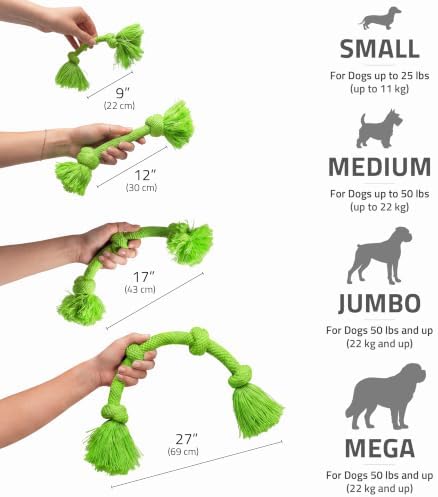 Playology Tug Rope Dog Toys for Medium Dogs - Medium, Sweet Potato Scent