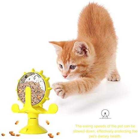 POPETPOP Cat Treat Dispenser - Windmill Slow Feeder Puzzle Toy - Interactive Food Dispenser for Indoor Cats