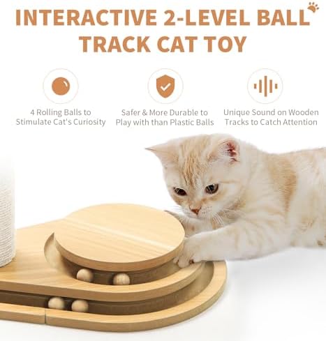 Made4Pets Cat Scratching Post for Indoor Cats with Ball Track 23.4"