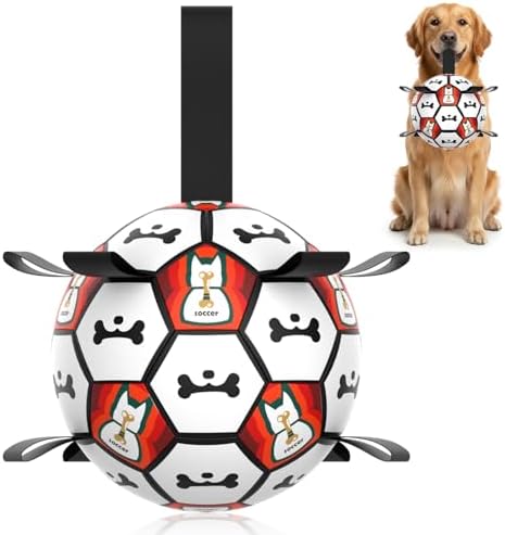 Dog Soccer Ball with Straps, 6 Inch for Small and Medium Dogs, E
