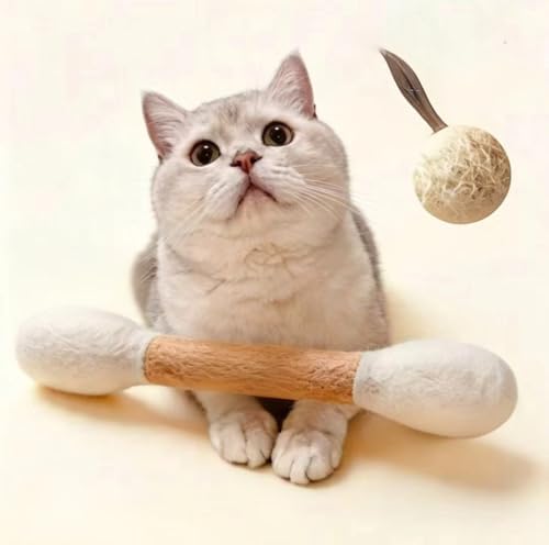 5Pack Wool Swabs Cat Toys with Catnip - Soft Plush Kicker Toys - Interactive Kitty Kick Sticks for Cat - Sturdy Teething Chew Toy (White)