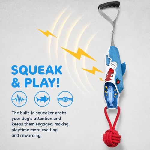 Shark Dog Tug of War Toy, Interactive Squeaky Rope Chew Toys for Dogs