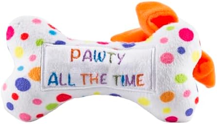 Haute Diggity Dog Happy Birthday Bone Plush Dog Toy, Funny Stuffed Dog Toy