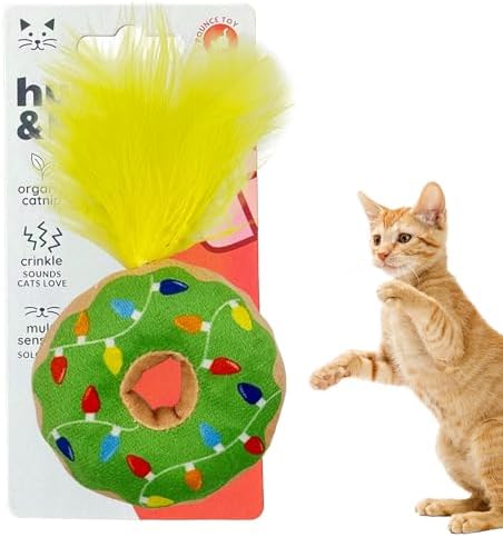 Huxley & Kent Plush Crinkle Catnip Cat Toy, Lit Donut