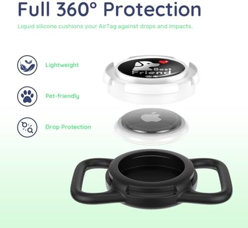 Waterproof AirTag Holder for Dog Collar, Soft Slide-On Dog AirTag Holder | Full-Body Protection, No-Dangle Fit, Ultra-Durable, Lightweight, Tool-Free Installation, Fits Dog & Cat Collars