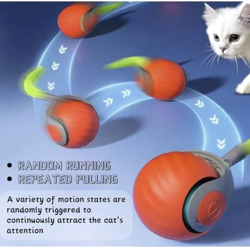 Speediest Tail 2.0 Cat Toy,Interactive CatToy,CatToys for Indoor Cats,Chewie Viral Cat Ball,Adjustable Sports Rolling Toy,Electric Rolling Ball Christmas Birthday Gift for Pets