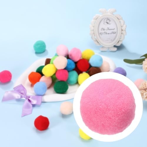 Cat Toy Pom Ball, Interactive Cat Ball Toys Fuzzy Pompoms (Plush, 1.2Inch, 30Pcs, Pink) for Kittens Pet Enrichment Training Play Indoor