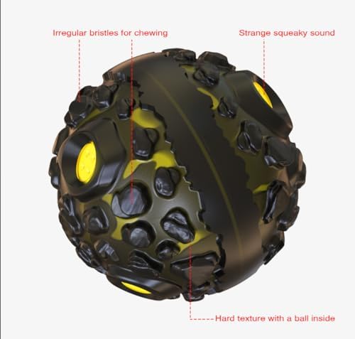 CYBERNOVA Interactive Dog Toys,Dog chew Ball, Fun Squeaky Sound Ball for Small Medium Large Breeds (Black+Yellow)