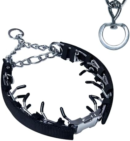 Prong Training Collar for Dogs, Rotating Ring Welding, Adjustable Dog Training Pinch Collar with Quick Release Buckle, for Small Medium Large Dogs