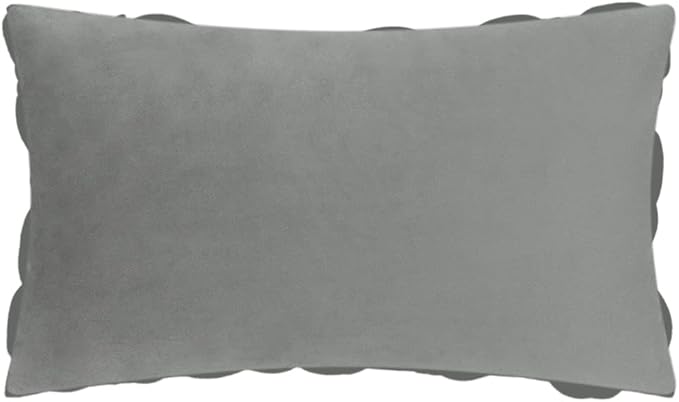 KINGROSE Handmade 3D Flower Pillow Cover, Velvet, 12 x 20 Inches, Grey | Decorative Throw Pillow Case, Solid Soft Cushion Cover, Sofa, Bed, Living Room, Couch