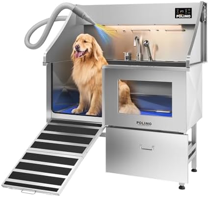 Dog Washing Station with Pet Dryer, 304 Stainless Steel Pet Wash Sink