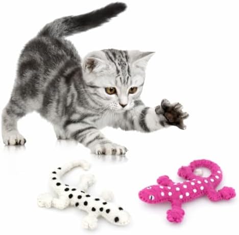 Glaciart One Felt Lizard Cat Toy – 2 Pcs | Soft Fuzzy Enrichment 100% Natural Wool - Interactive Catnip Play Cat Toy Set - Safe for Pets, Non-AZO Colored Dyes